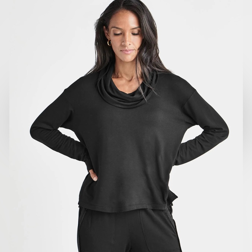 Splendid Supersoft Bliss Cowl Neck Black Sweater Loungewear Comfy Womens XL